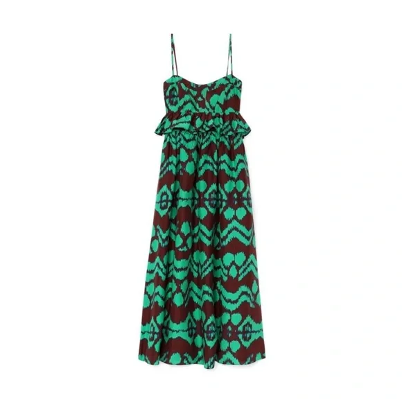 Ulla Johnson Green and Brown Patterned Dress - Picture 10 of 13
